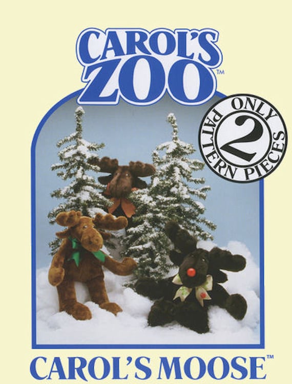 Moose 2-piece pattern PDF by Carols Zoo - perfect craft project for Beginners and Kids! Easy and fast - clear instructions!