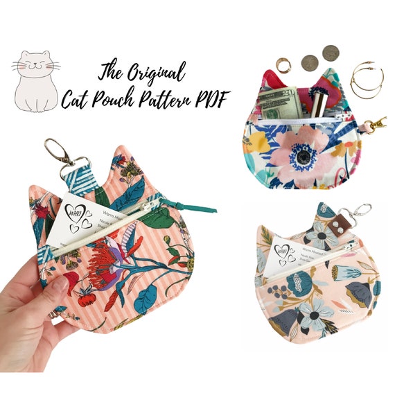 Sewing Pattern//Bag Pattern pdf//Cat Pouch Pattern//Zipper Pouch Pattern