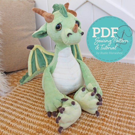 Premium Debonair Dragon Plushie Sewing Pattern & Tutorial - Soft Toy PDF Digital Guide